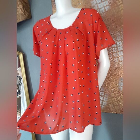 Sienna Sky Red Polka Dot Women's Blouse - Picture 10 of 11